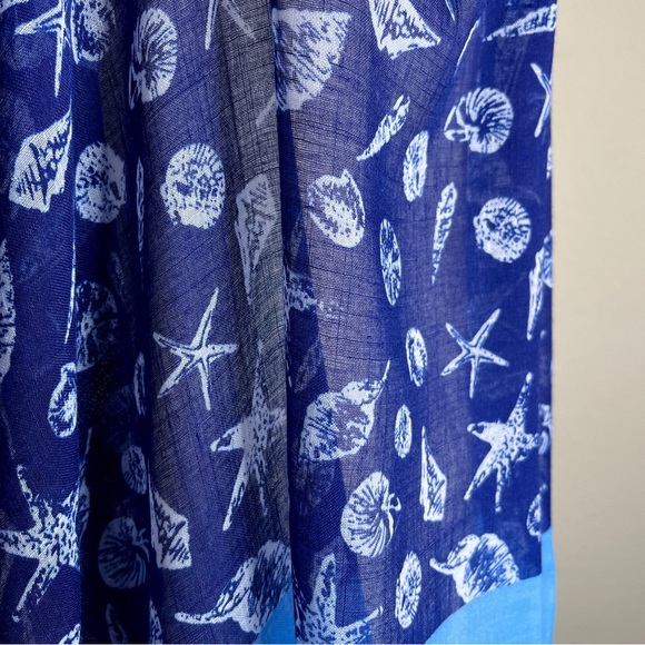 Tommy Bahama Blue Shell Scarf Treasure Beach Accessory Sarong Cover-Up Coastal - Picture 10 of 13